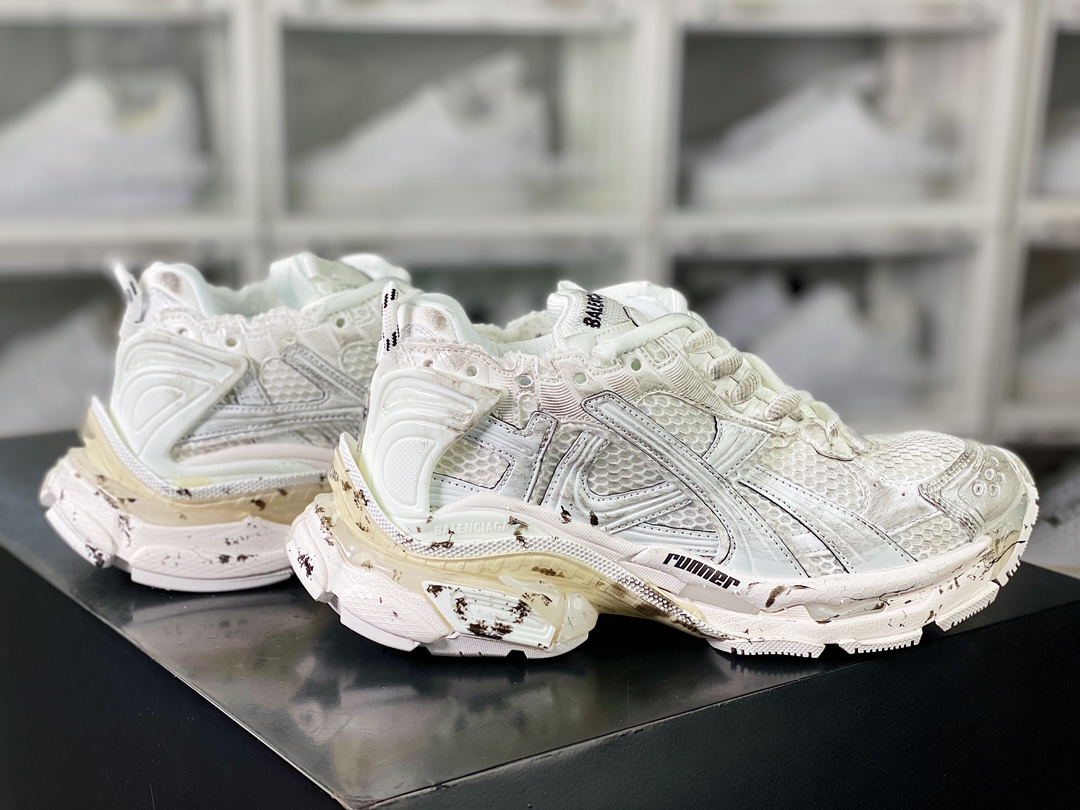 BALENCIAGA Runner Sneaker”White/Black/Khaki”2.0 jogging series low-top jogging shoes ”2.0 deconstruction destruction white black khaki yellow”