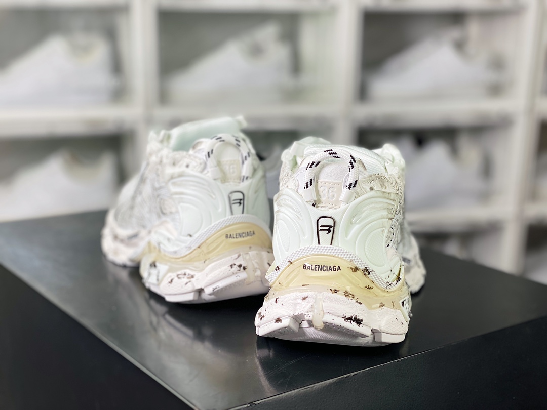 BALENCIAGA Runner Sneaker”White/Black/Khaki”2.0 jogging series low-top jogging shoes ”2.0 deconstruction destruction white black khaki yellow”