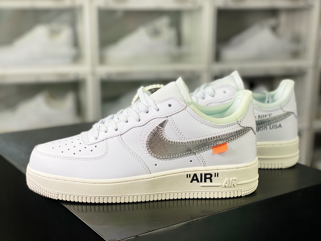 Nike Air Force 1'07 Low”White AF100” Air Force One Sneakers ”OW Silver Hook” AO4297-100