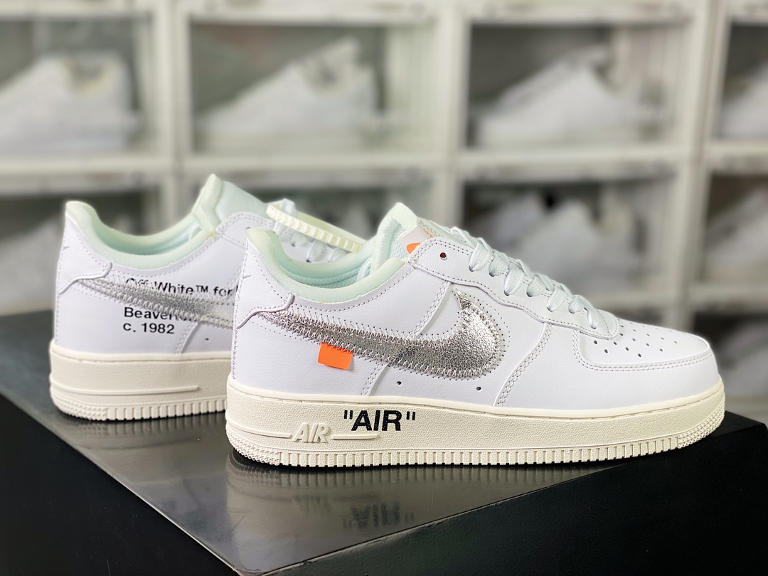 Nike Air Force 1'07 Low”White AF100” Air Force One Sneakers ”OW Silver Hook” AO4297-100