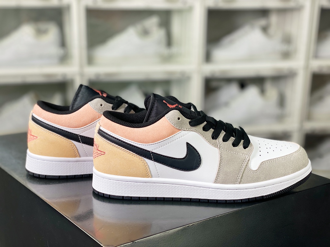 Air Jordan 1 Low ”Flight Club” AJ1 Jordan first generation low-top classic basketball shoes ”gray white peach pink” DX4334-008