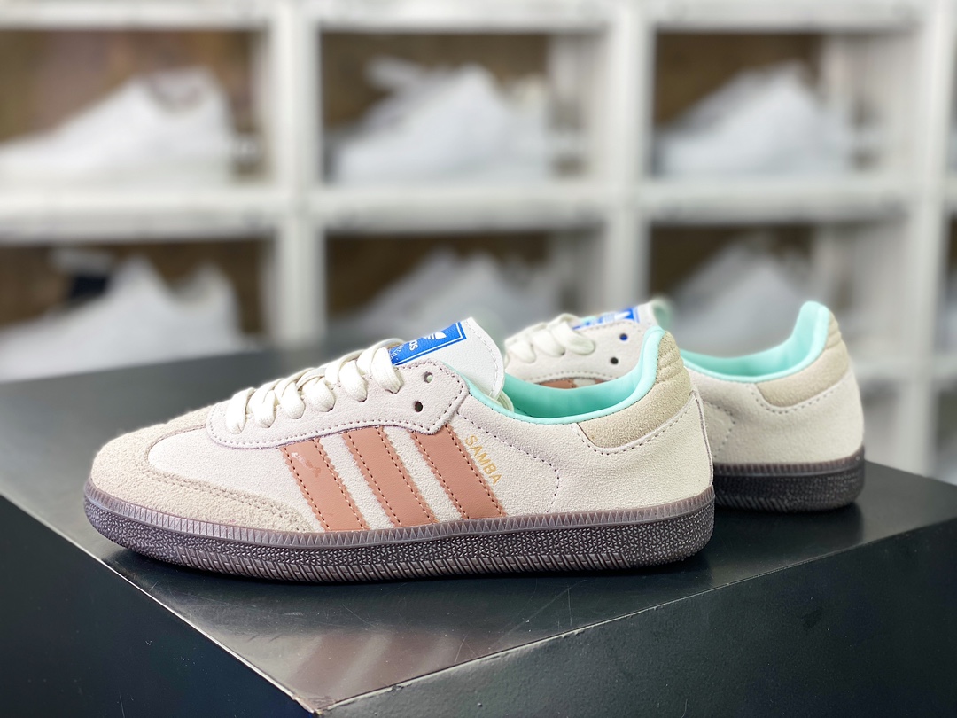 160 Adidas Originals Samba OG 桑巴舞板鞋“浅灰脏粉薄荷绿焦糖底”ID2047