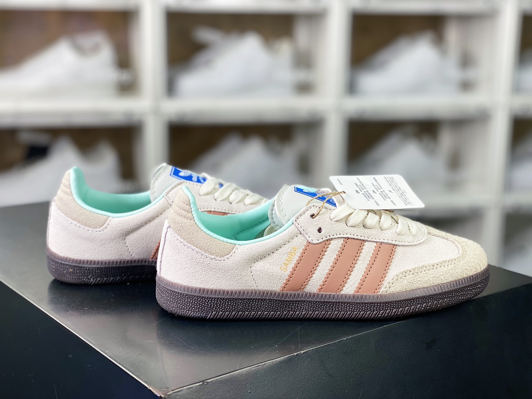 160 Adidas Originals Samba OG 桑巴舞板鞋“浅灰脏粉薄荷绿焦糖底”ID2047