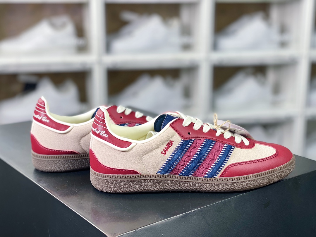 240 Adidas Originals Samba OG”Maroon Red”桑巴舞板鞋“联名酒红米白海军蓝”ID6023