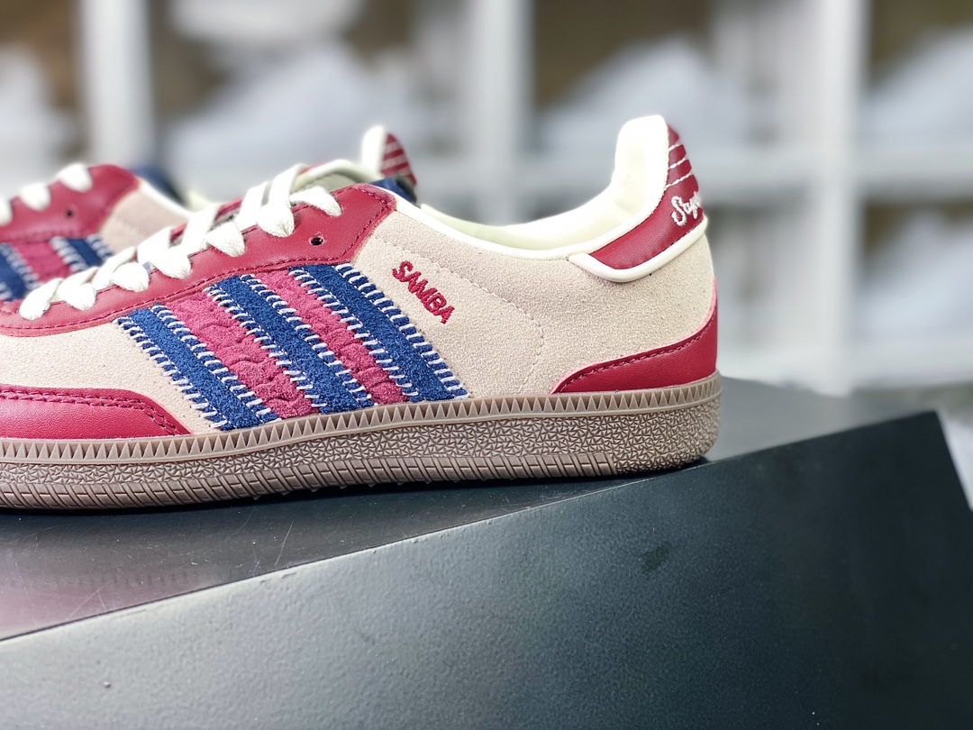 240 Adidas Originals Samba OG”Maroon Red”桑巴舞板鞋“联名酒红米白海军蓝”ID6023