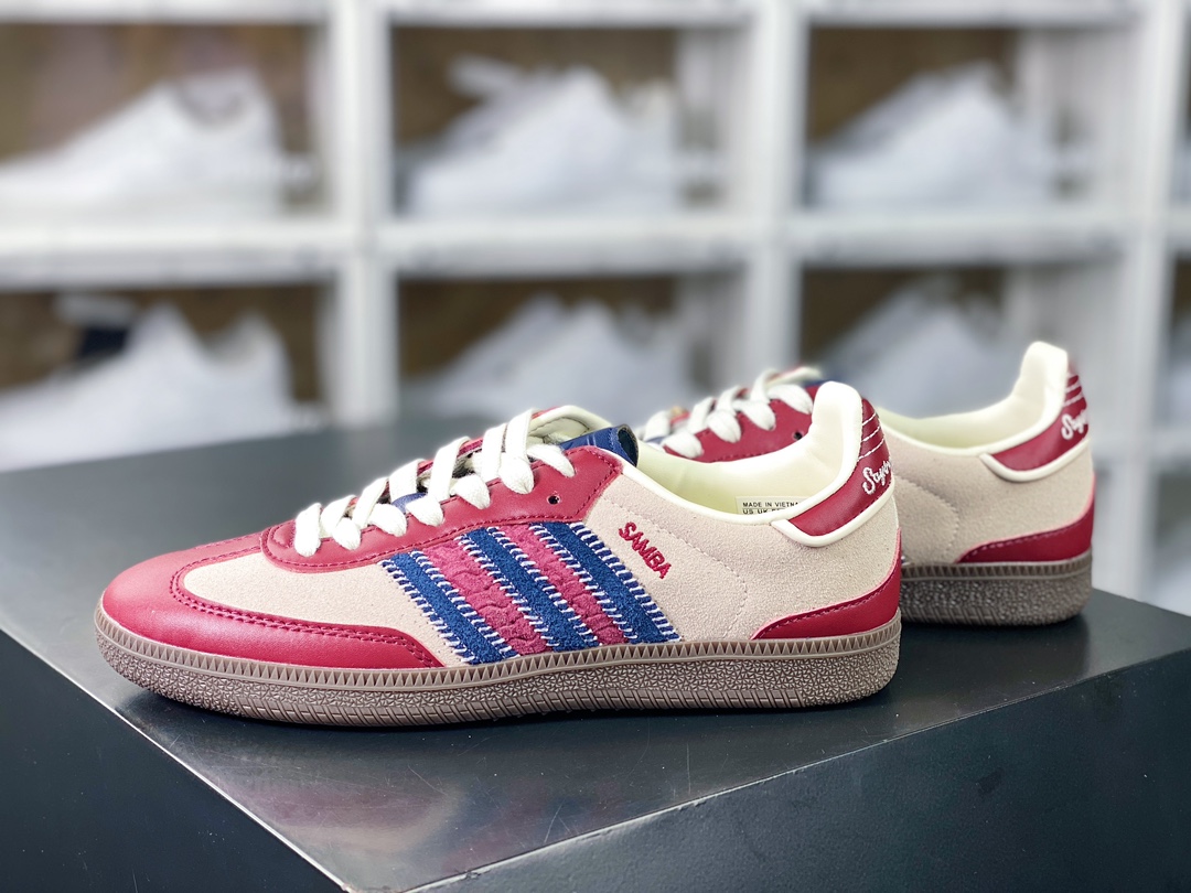 240 Adidas Originals Samba OG”Maroon Red”桑巴舞板鞋“联名酒红米白海军蓝”ID6023