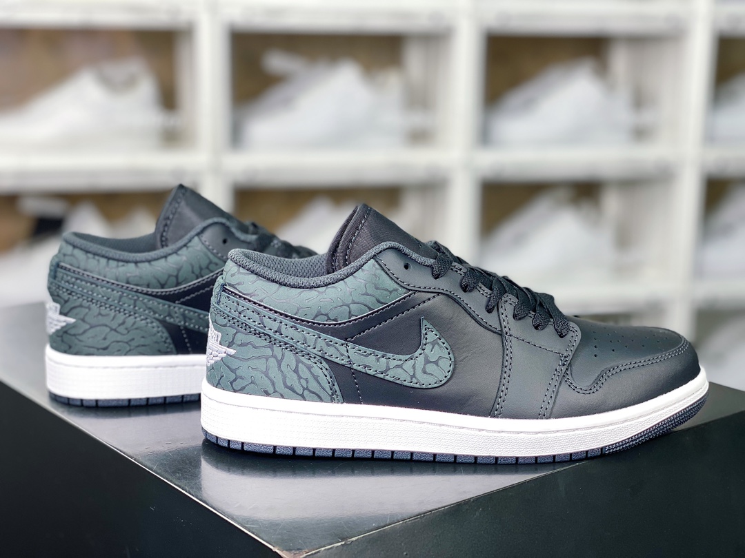 220  Air Jordan 1 Low”Black Elephant”AJ1乔丹一代低帮篮球鞋“炭黑爆裂纹”FB9907-001