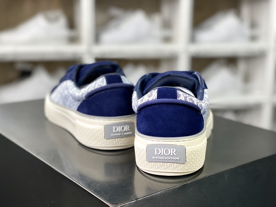 450 Dior B33 Low Top Sneakers"Oblique"B33系列低帮板鞋“翻毛藏蓝白CD重影”3SN303ZWN_H559