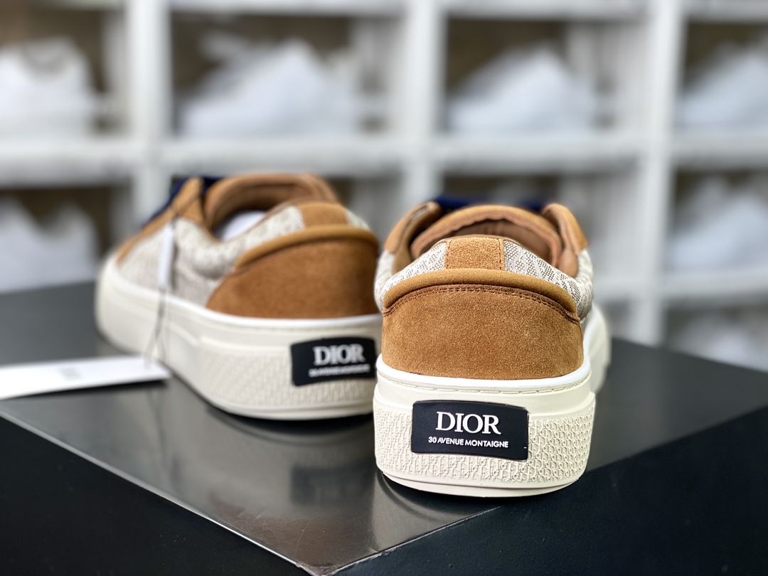 450 Dior B33 Low Top Sneakers"Oblique"B33系列低帮板鞋“翻毛深棕蓝灰CD重影”3SN303ZWN_H781