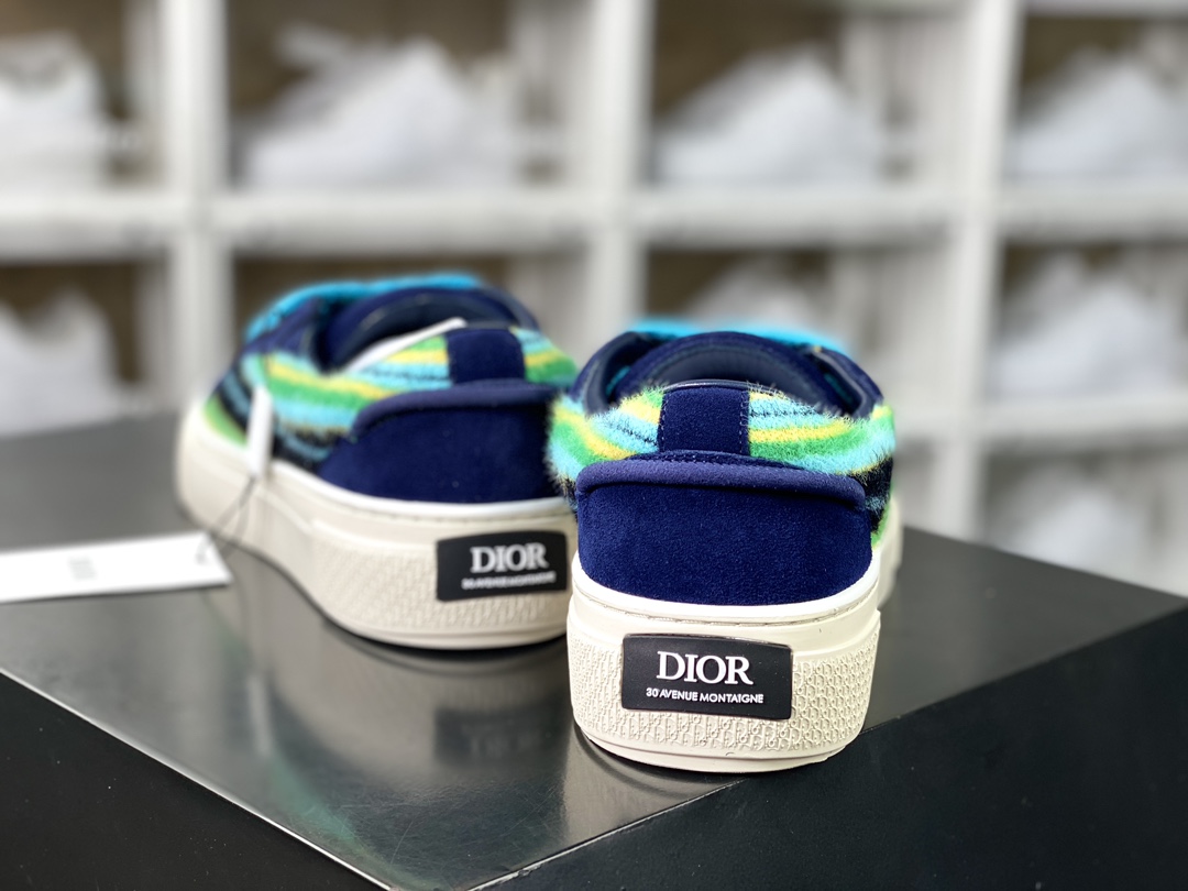 Dior B33 Low Top Sneakers”Oblique”B33 series low-top classic sneakers ”suede navy blue green black stripes” 3SN303ZWR_H551