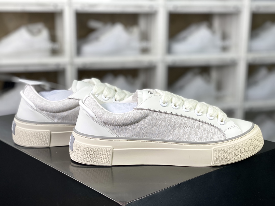 450 Dior B33 Low Top Sneakers"Oblique"B33系列低帮板鞋“奶白灰CD重影”3SN303ZYS_H068