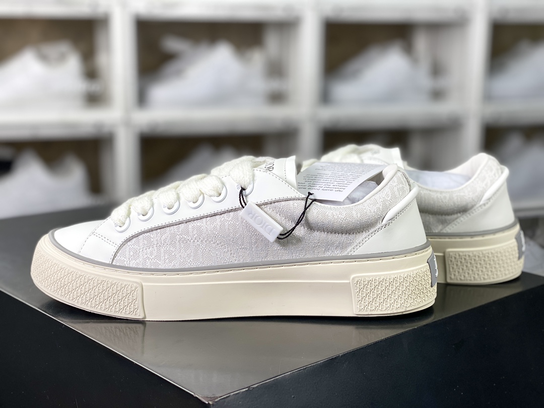 450 Dior B33 Low Top Sneakers"Oblique"B33系列低帮板鞋“奶白灰CD重影”3SN303ZYS_H068