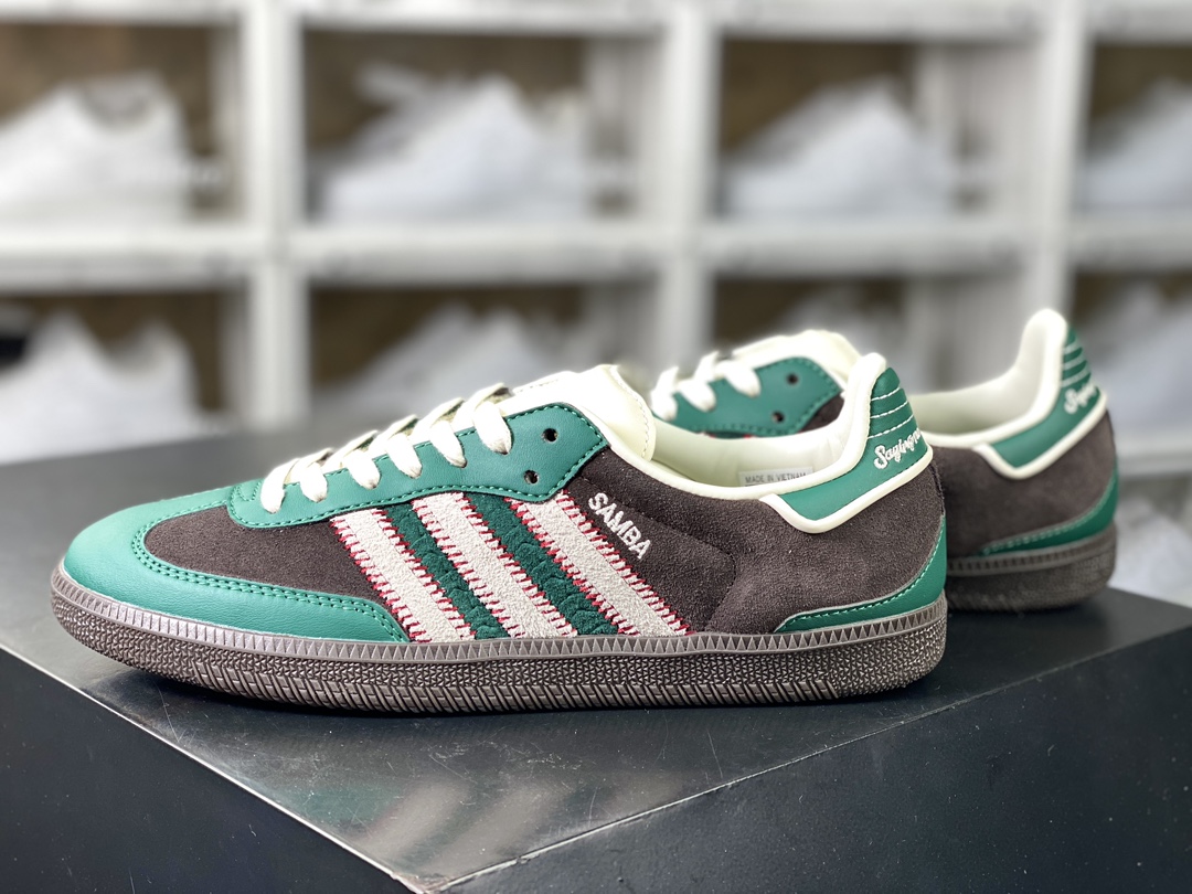 200 Adidas Originals Samba OG"Brown Green"桑巴舞板鞋“联名深蓝棕褐米白”ID6022