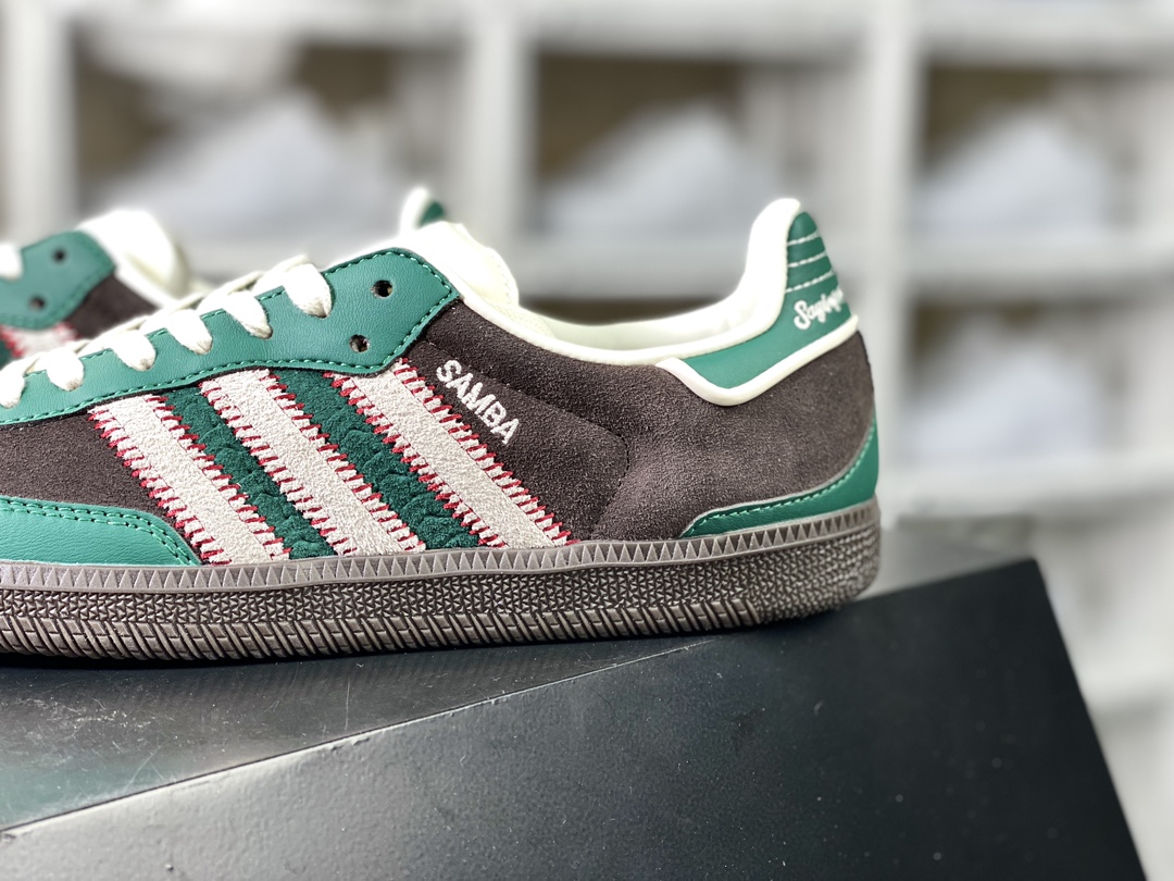 200 Adidas Originals Samba OG"Brown Green"桑巴舞板鞋“联名深蓝棕褐米白”ID6022