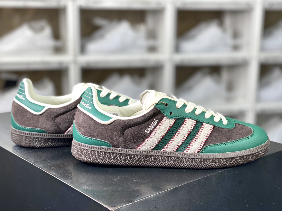 200 Adidas Originals Samba OG"Brown Green"桑巴舞板鞋“联名深蓝棕褐米白”ID6022