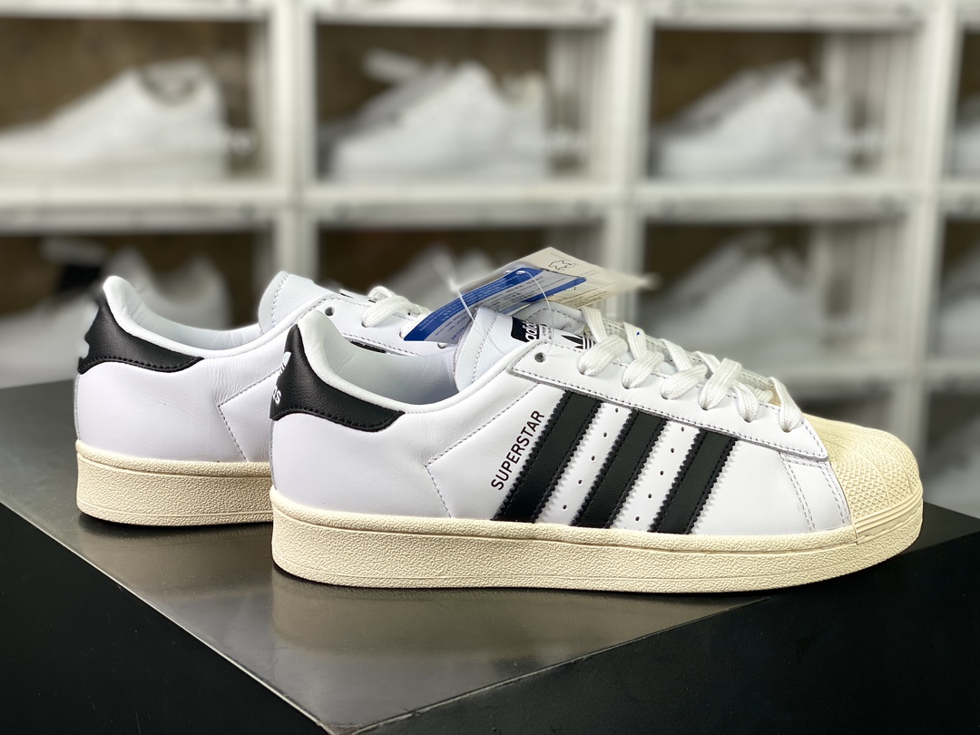 Adidas Originals Superstar”Cream White/Black”经典板鞋“皮革乳白黑”GQ2468