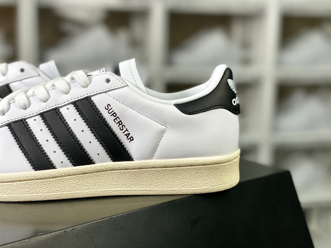 Adidas Originals Superstar”Cream White/Black”经典板鞋“皮革乳白黑”GQ2468