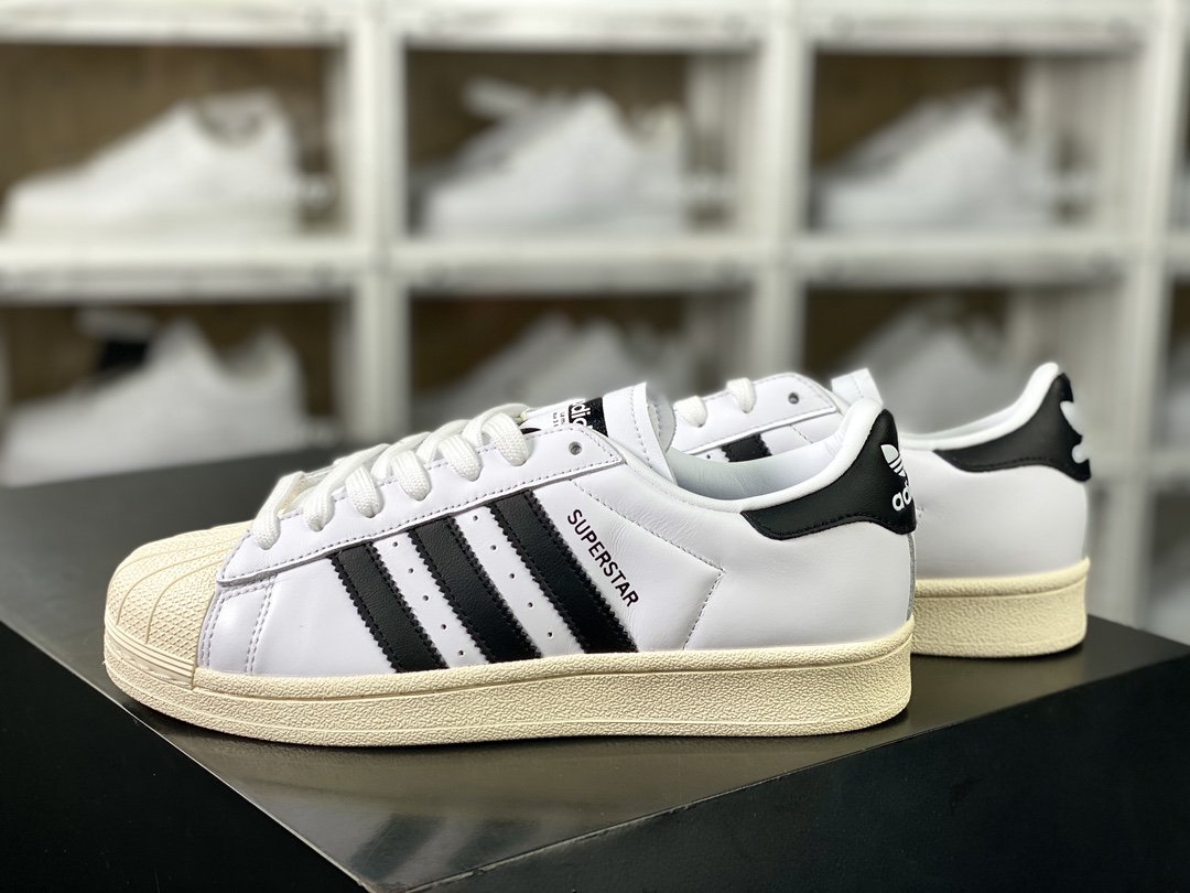 Adidas Originals Superstar”Cream White/Black”经典板鞋“皮革乳白黑”GQ2468