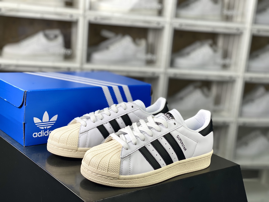 Adidas Originals Superstar”Cream White/Black”经典板鞋“皮革乳白黑”GQ2468