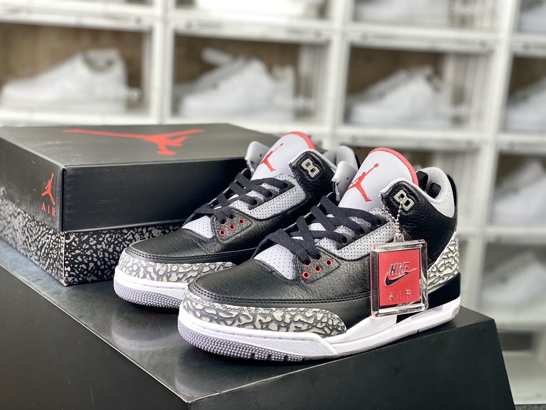 260 Air Jordan 3 Retro OG”Black Cement”迈克尔·乔丹AJ3代中帮篮球鞋“黑水泥爆裂纹”854262-001