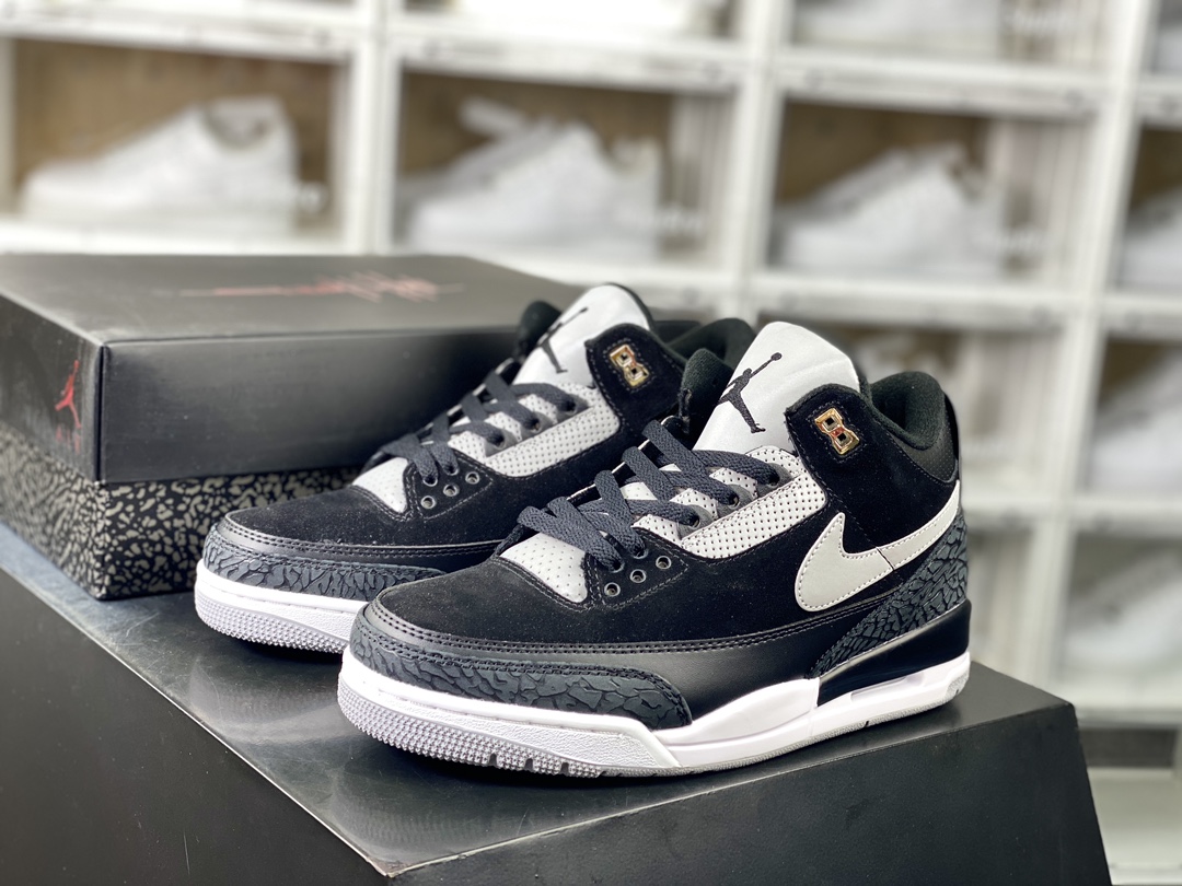 260 Air Jordan 3 Tinker”Black Cement”迈克尔·乔丹AJ3代中帮篮球鞋“黑白手稿3M反光钩子”CK4348-007