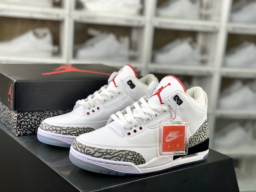 260 Air Jordan 3 Retro NRG”Free Throw Line”迈克尔·乔丹AJ3代中帮篮球鞋“白水泥火焰红水晶底”923096-101