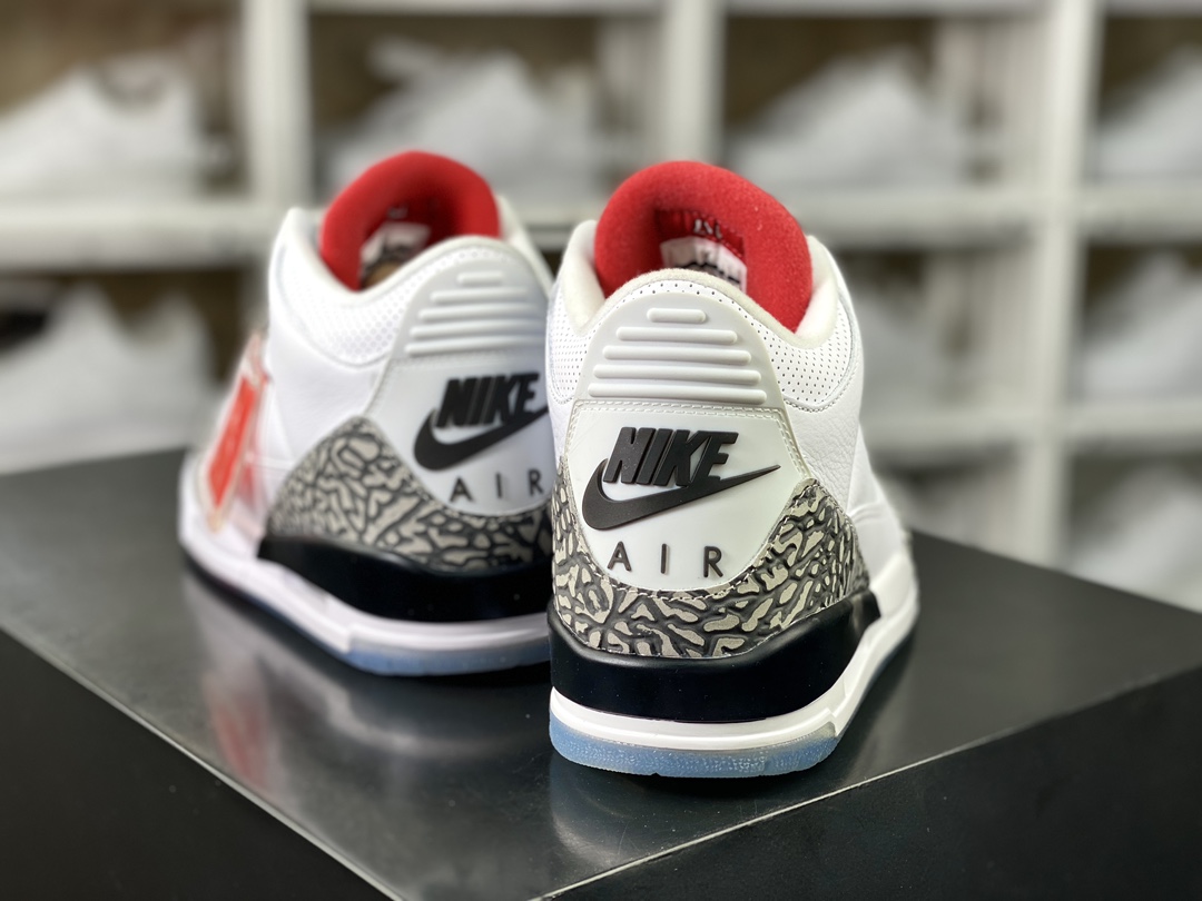 260 Air Jordan 3 Retro NRG"Free Throw Line"迈克尔·乔丹AJ3代中帮篮球鞋“白水泥火焰红水晶底”923096-101