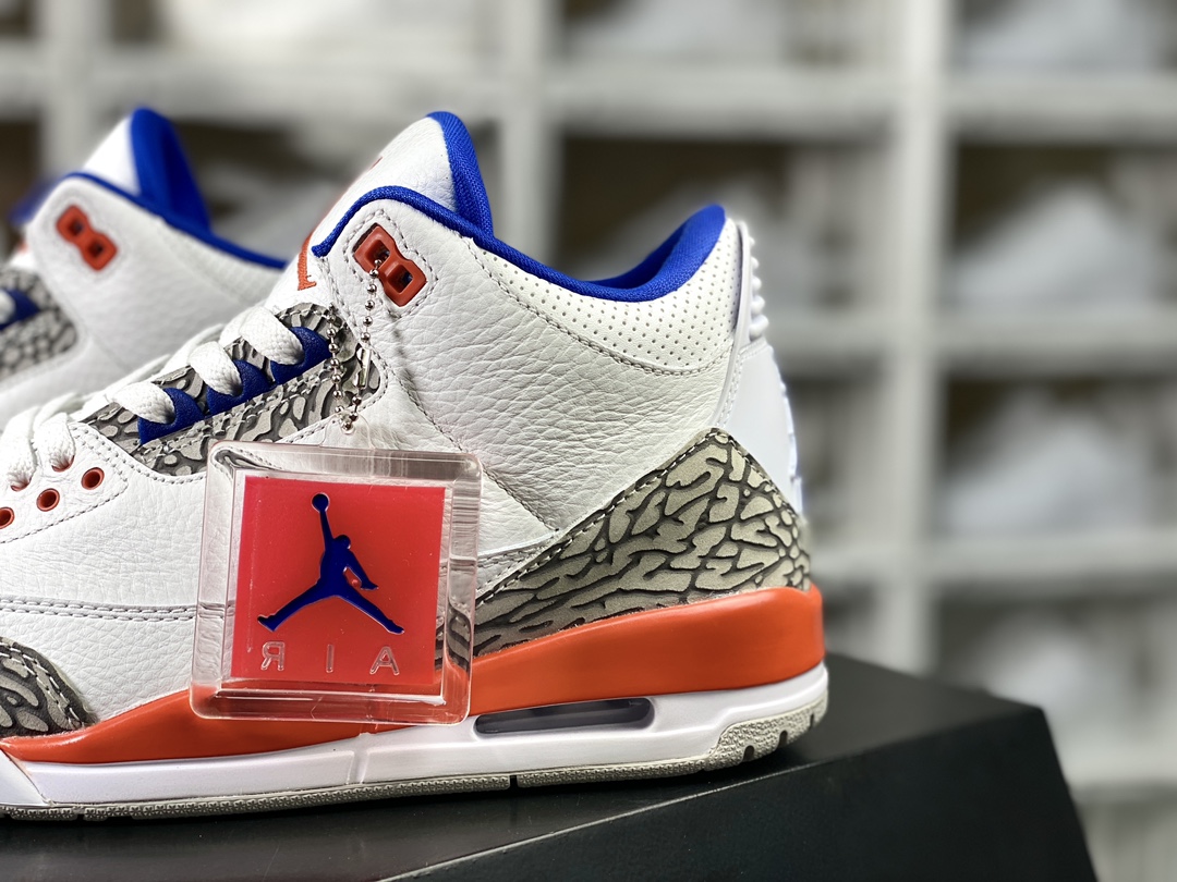 260 Nike Air Jordan 3 Retro"Knicks"迈克尔·乔丹AJ3代中帮篮球鞋“尼克斯白橙蓝爆裂纹”136064-148