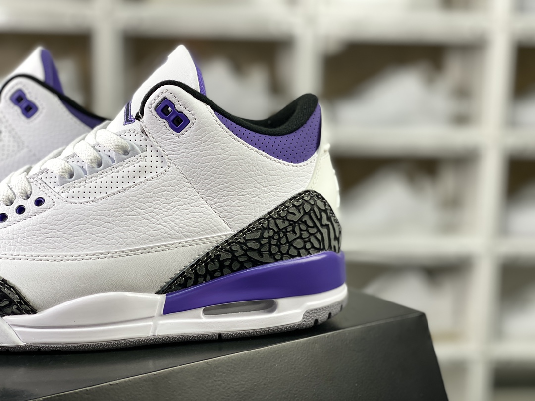 260  Air Jordan 3"Dark Iris"迈克尔·乔丹AJ3代中帮篮球鞋“白葡萄紫水泥爆裂纹”CT8532-105