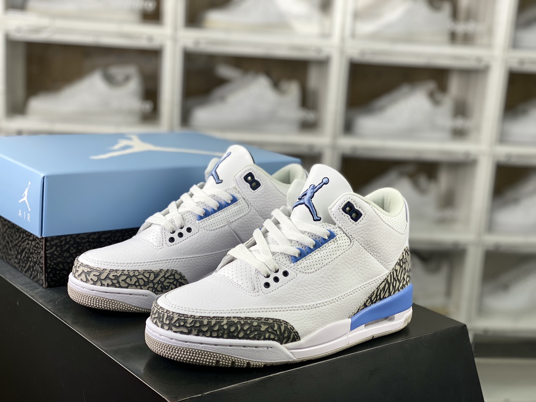 260 耐克Nike Air Jordan 3″UNC”迈克尔·乔丹AJ3代中帮篮球鞋“白北卡蓝爆裂纹”CT9532-104