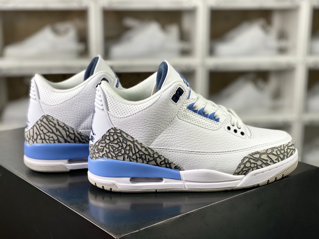 260 耐克Nike Air Jordan 3"UNC"迈克尔·乔丹AJ3代中帮篮球鞋“白北卡蓝爆裂纹”CT9532-104