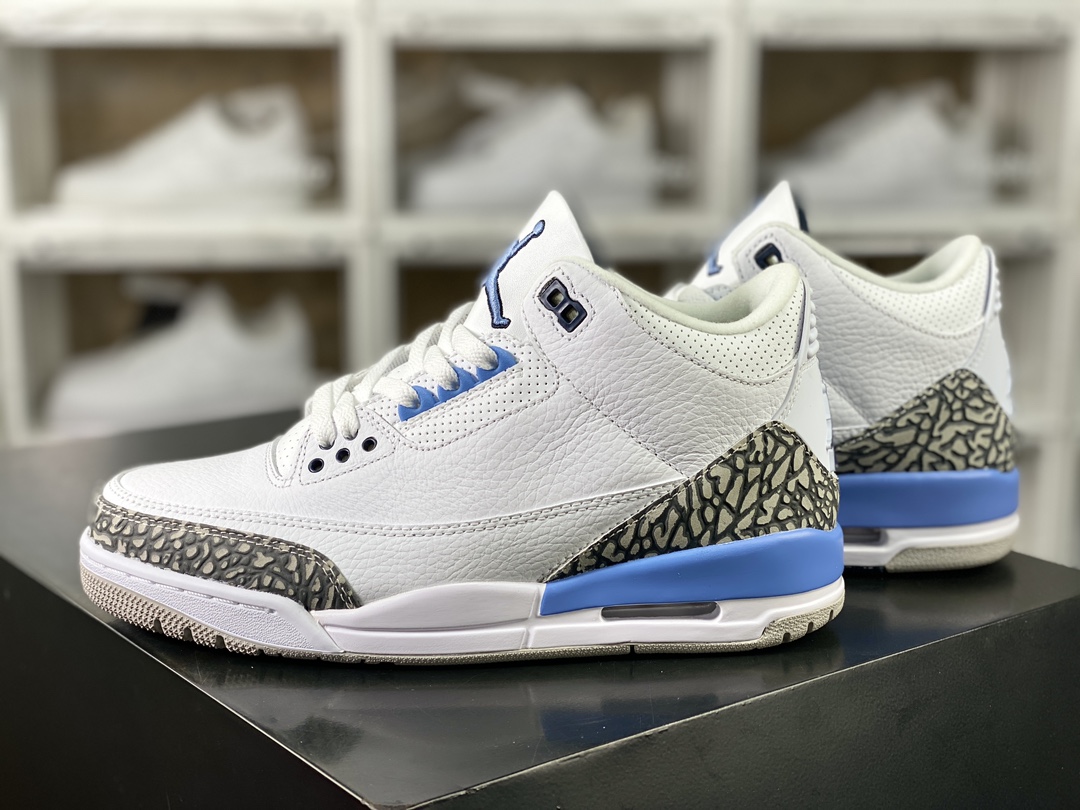 260 耐克Nike Air Jordan 3"UNC"迈克尔·乔丹AJ3代中帮篮球鞋“白北卡蓝爆裂纹”CT9532-104