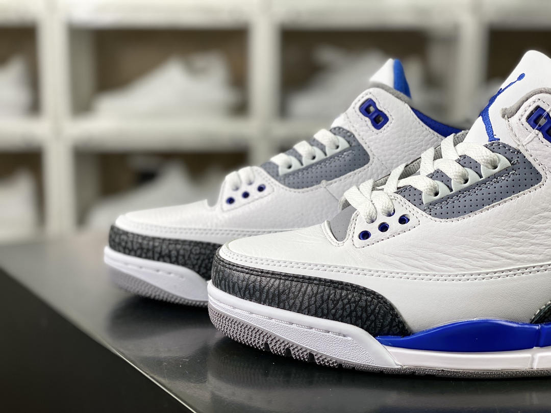 260 Air Jordan 3 Retro”Racer Blue”迈克尔·乔丹AJ3代中帮篮球鞋“白赛车蓝黑爆裂纹”CT8532-145