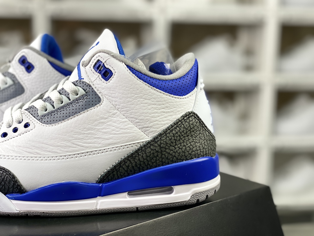 260 Air Jordan 3 Retro”Racer Blue”迈克尔·乔丹AJ3代中帮篮球鞋“白赛车蓝黑爆裂纹”CT8532-145