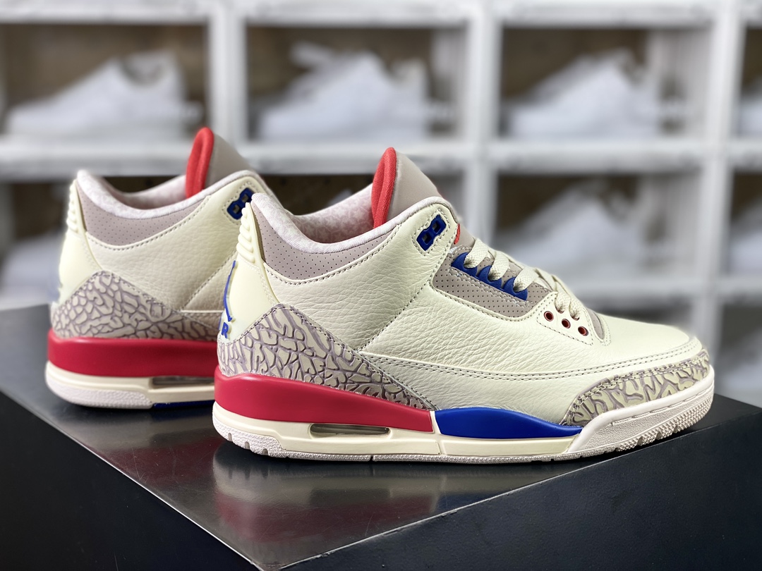 Air Jordan 3 Retro”International Flight”迈克尔·乔丹AJ3代中帮篮球鞋“白红蓝水泥独立日爆裂纹”136064-140