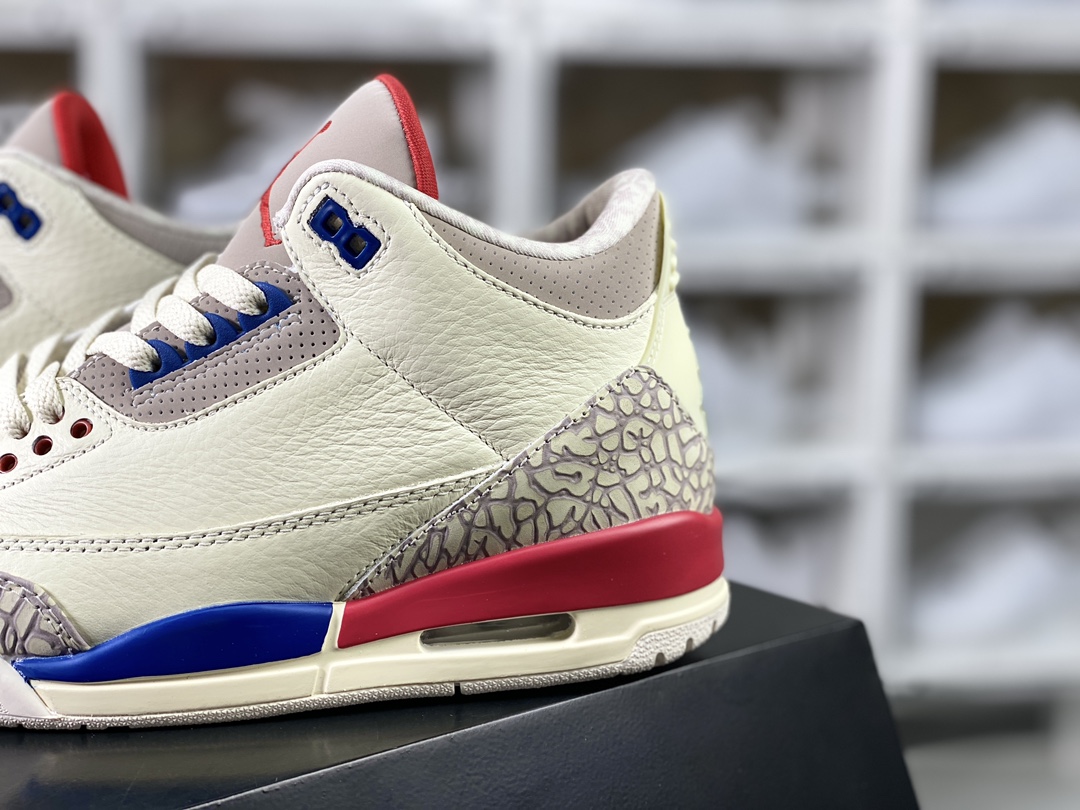 Air Jordan 3 Retro”International Flight”迈克尔·乔丹AJ3代中帮篮球鞋“白红蓝水泥独立日爆裂纹”136064-140