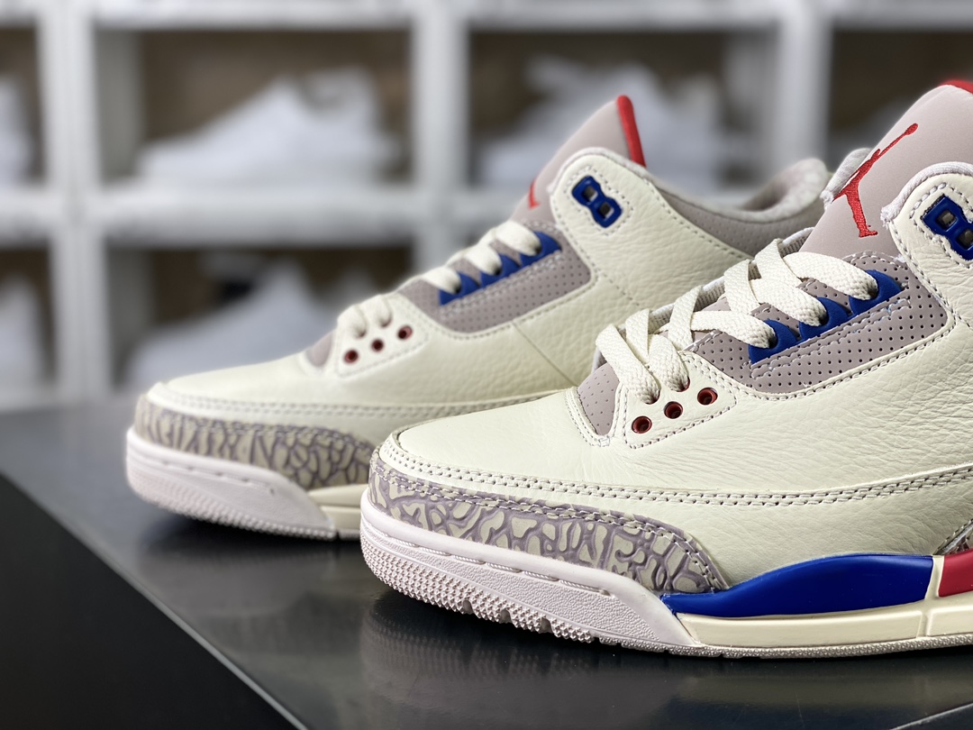 Air Jordan 3 Retro”International Flight”迈克尔·乔丹AJ3代中帮篮球鞋“白红蓝水泥独立日爆裂纹”136064-140