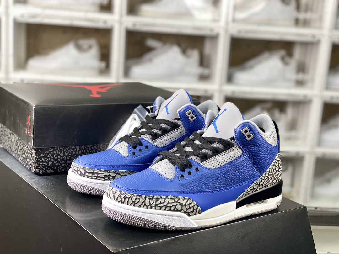 260 Air Jordan 3″Varsity Royal”迈克尔·乔丹AJ3代中帮篮球鞋“皇家蓝水泥爆裂纹”CT8532-400