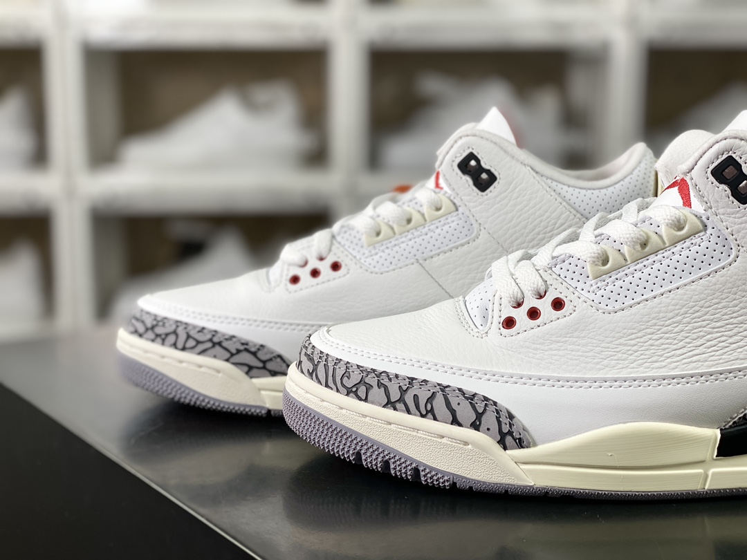 260  Air Jordan 3 Retro"White Cement Reimagined"迈克尔·乔丹AJ3代中帮篮球鞋“白水泥爆裂纹氧化黄”DN3707-100