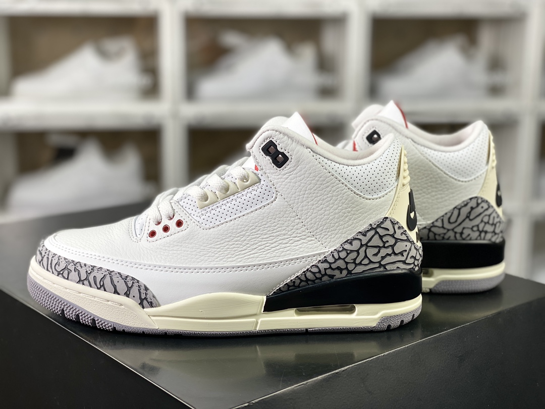 260  Air Jordan 3 Retro"White Cement Reimagined"迈克尔·乔丹AJ3代中帮篮球鞋“白水泥爆裂纹氧化黄”DN3707-100