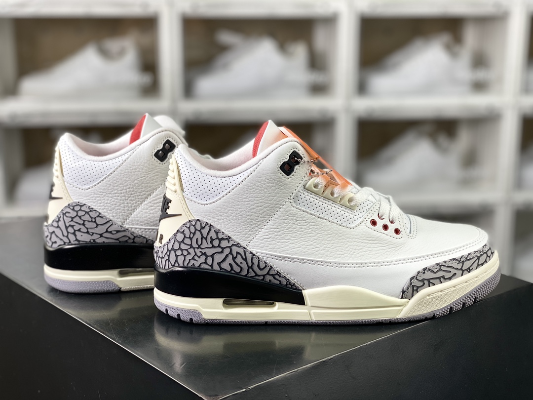 260  Air Jordan 3 Retro"White Cement Reimagined"迈克尔·乔丹AJ3代中帮篮球鞋“白水泥爆裂纹氧化黄”DN3707-100