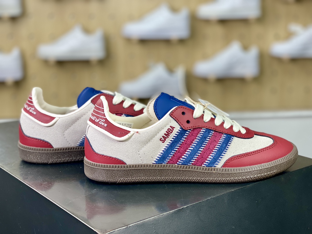 180 Adidas Originals Samba OG”Maroon Red”桑巴舞板鞋“联名酒红米白海军蓝”ID6023