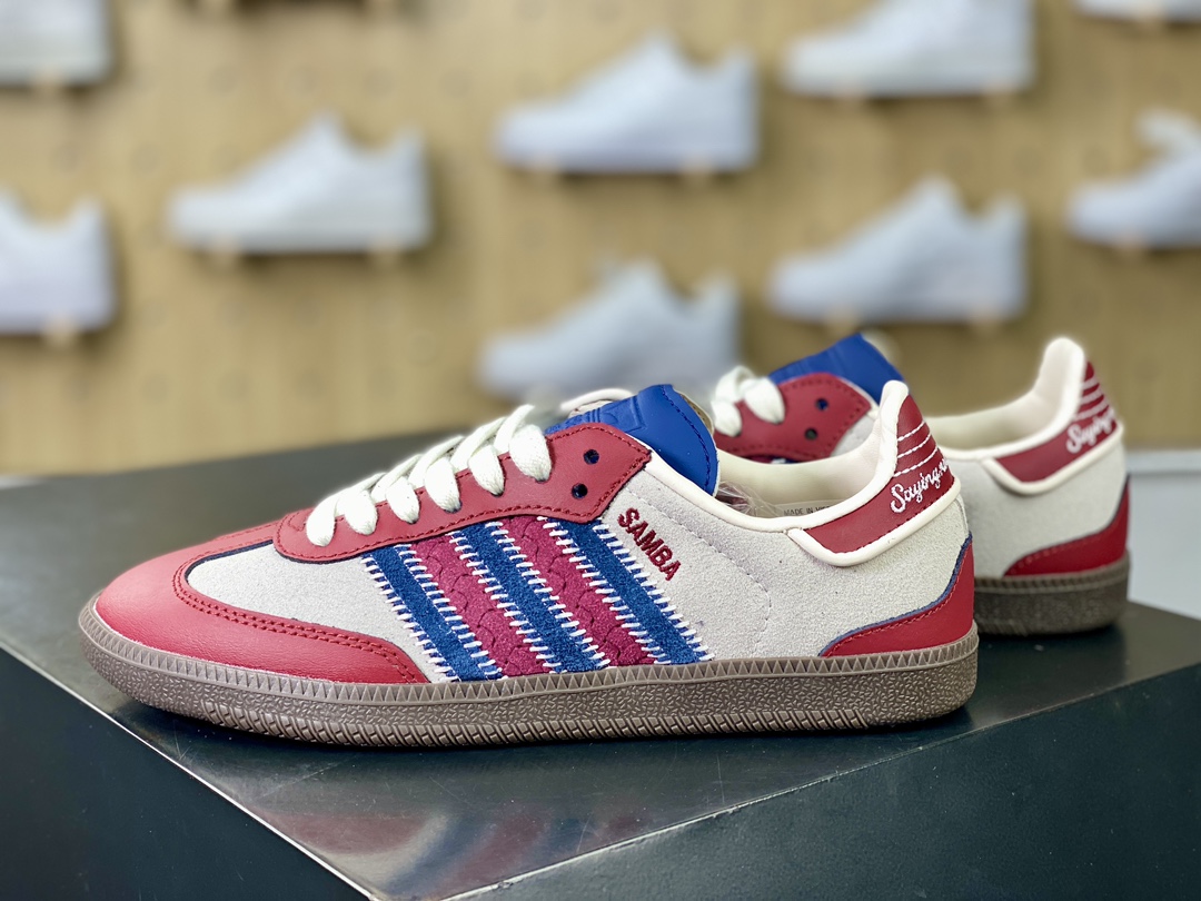 180 Adidas Originals Samba OG”Maroon Red”桑巴舞板鞋“联名酒红米白海军蓝”ID6023