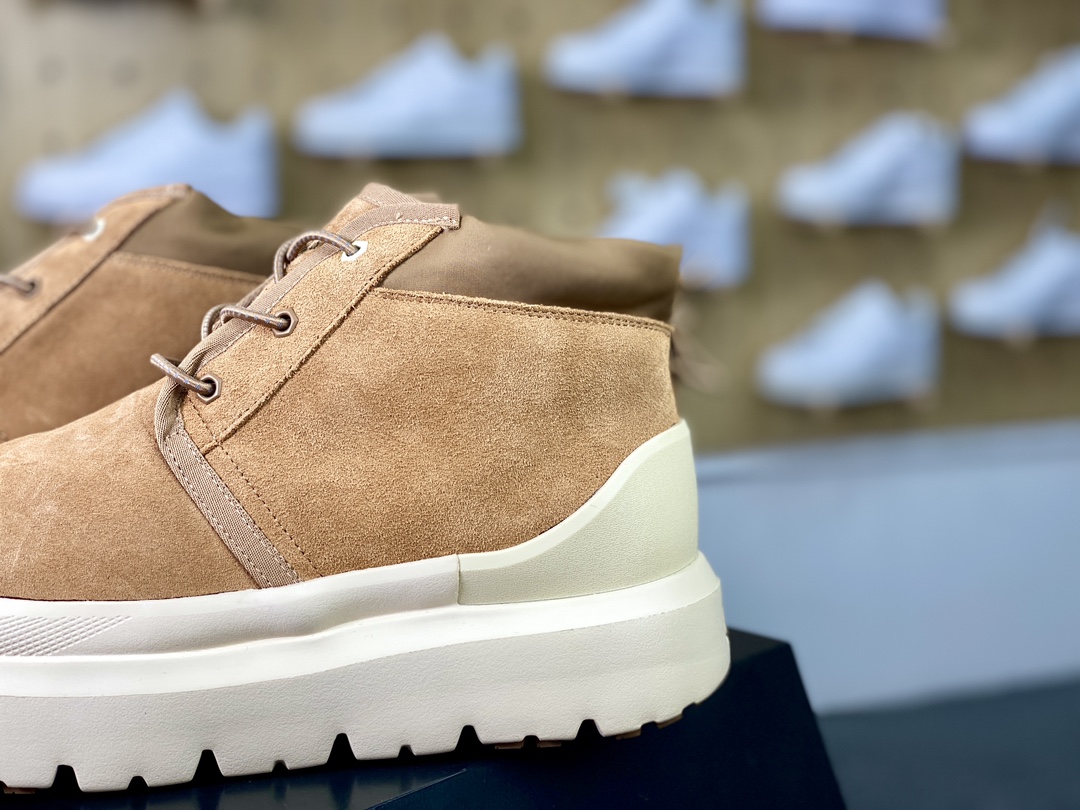 320 UGG M Neumel Weather Hybrid 纽姆防水混合系列中帮厚底轻量休闲运动工装袋鼠靴“加绒栗黄米白底”1143991-CHE