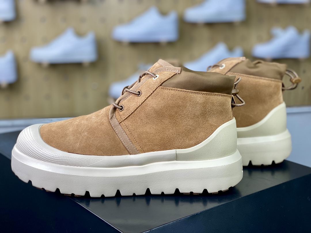 320 UGG M Neumel Weather Hybrid 纽姆防水混合系列中帮厚底轻量休闲运动工装袋鼠靴“加绒栗黄米白底”1143991-CHE