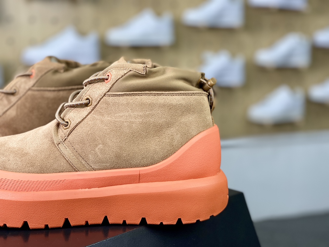 320 UGG M Neumel Weather Hybrid 纽姆防水混合系列中帮厚底轻量休闲运动工装袋鼠靴“加绒栗黄亮橙底”1143991-CHE