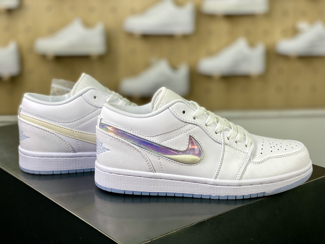 Nike Air Jordan 1 Low GS ”Glitter Swoosh” AJ1 Jordan 1 Low-top basketball shoes ”Frozen Quicksand White Blue” FQ9112-100