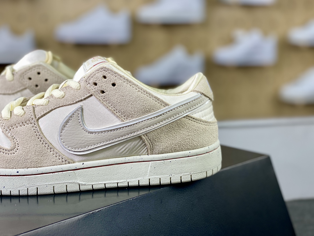 Nike SB Dunk Low Pro ”2024 Valentine's Day” dunk shoes ”Light gray, beige and red line Valentine's Day” FZ5654-100