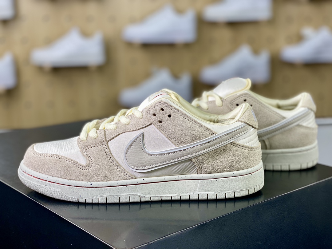 Nike SB Dunk Low Pro ”2024 Valentine's Day” dunk shoes ”Light gray, beige and red line Valentine's Day” FZ5654-100