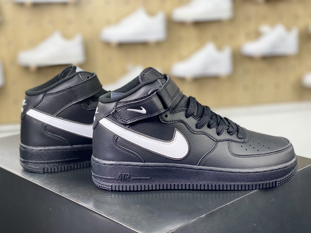 Nike Air Force 1'07 Mid”Black/White” Air Force One classic sports sneakers ”Leather Black and White Hook” HK5622-955